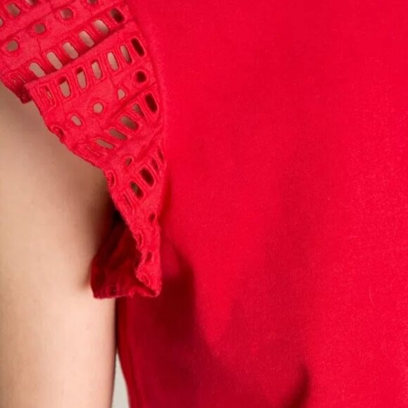 & Other Stories Eyelet Flutter Sleeve Crop Tee - Picture 3 of 5